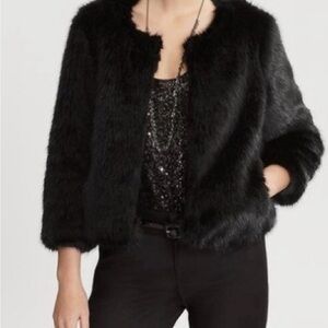Banana Republic Black Faux Fur Coat